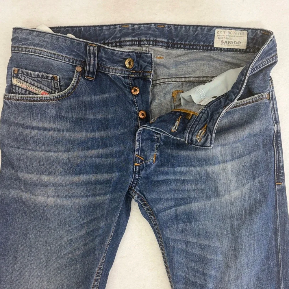 Diesel Safado Jeans Mens 30x32 Blue Regular Slim Straight 0807U Button Fly